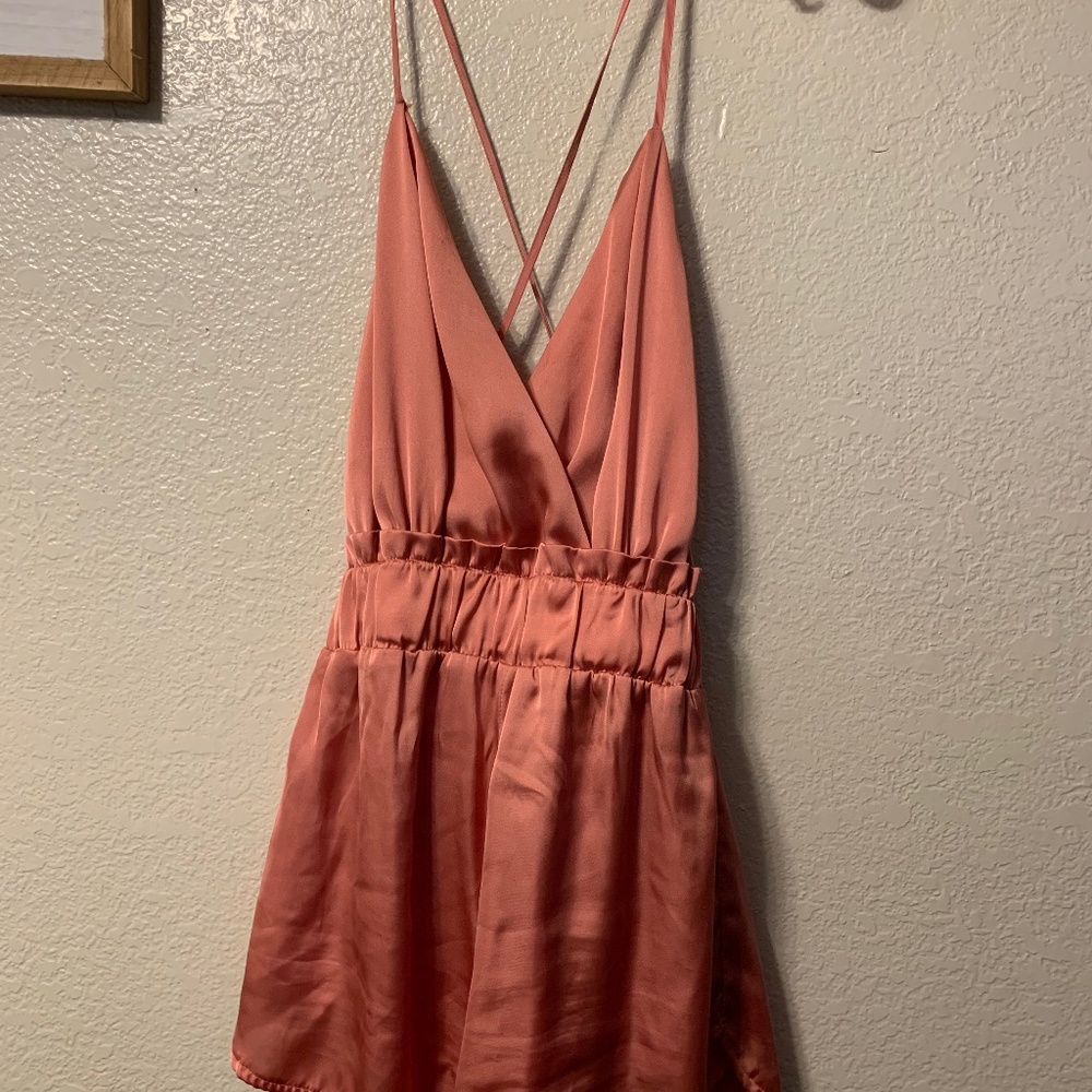 Pink satin romper